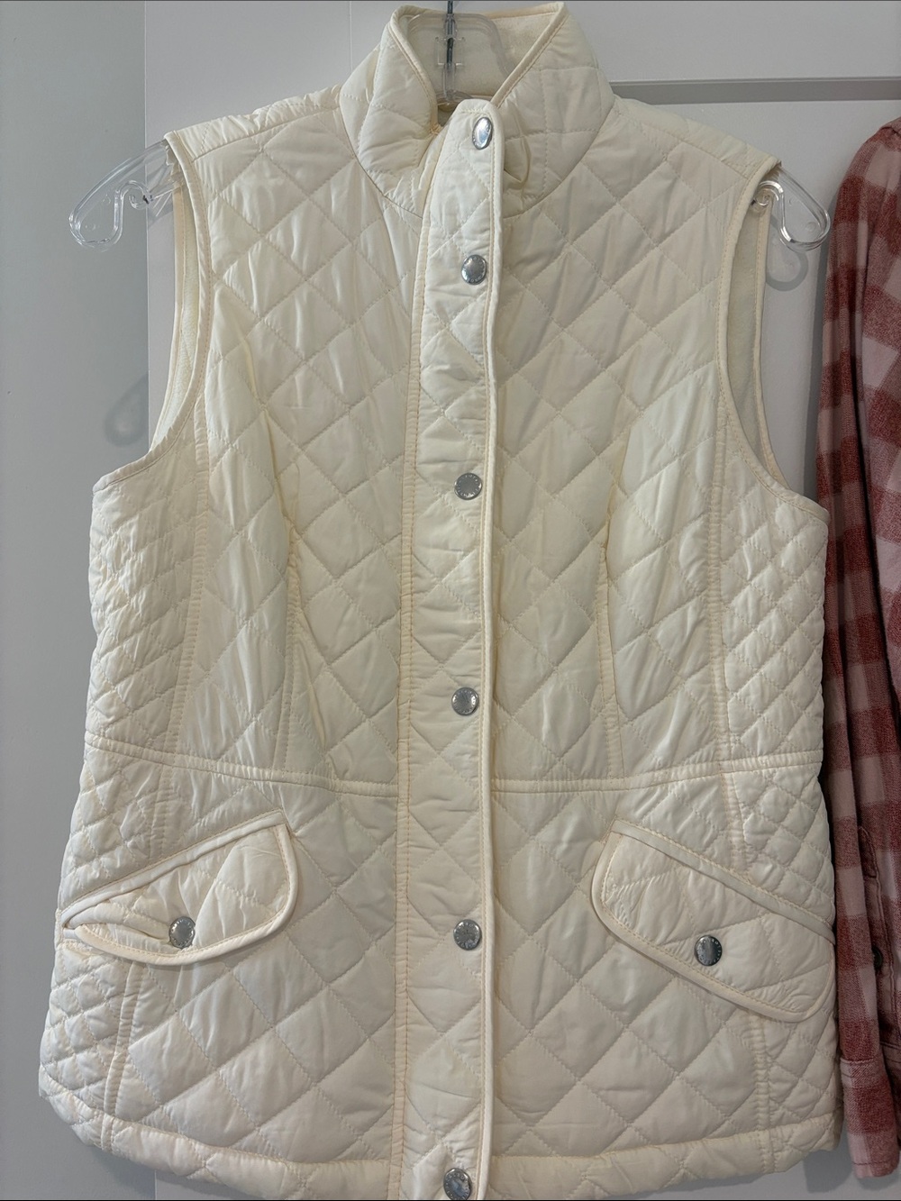 Talbots Quilted Cream Sleeveless Vest
